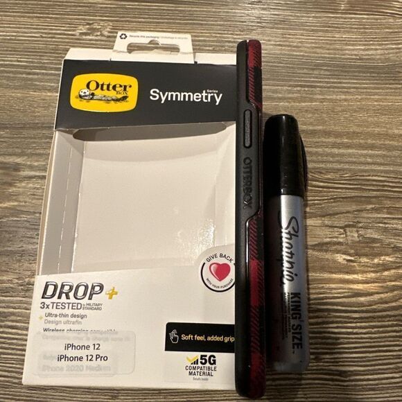 Otter box case symmetry series iPhone 12/12 Pro- Red Plaid NEW - Picture 5 of 7
